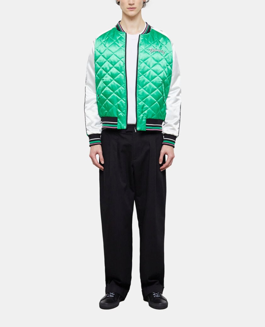 The Kooples HERREN GREEN-WHITE zweifarbige teddy-jacke mit stickereien