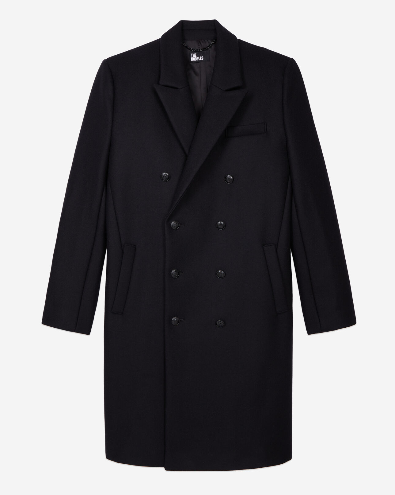 The Kooples HOMME BLACK manteau noir long en laine