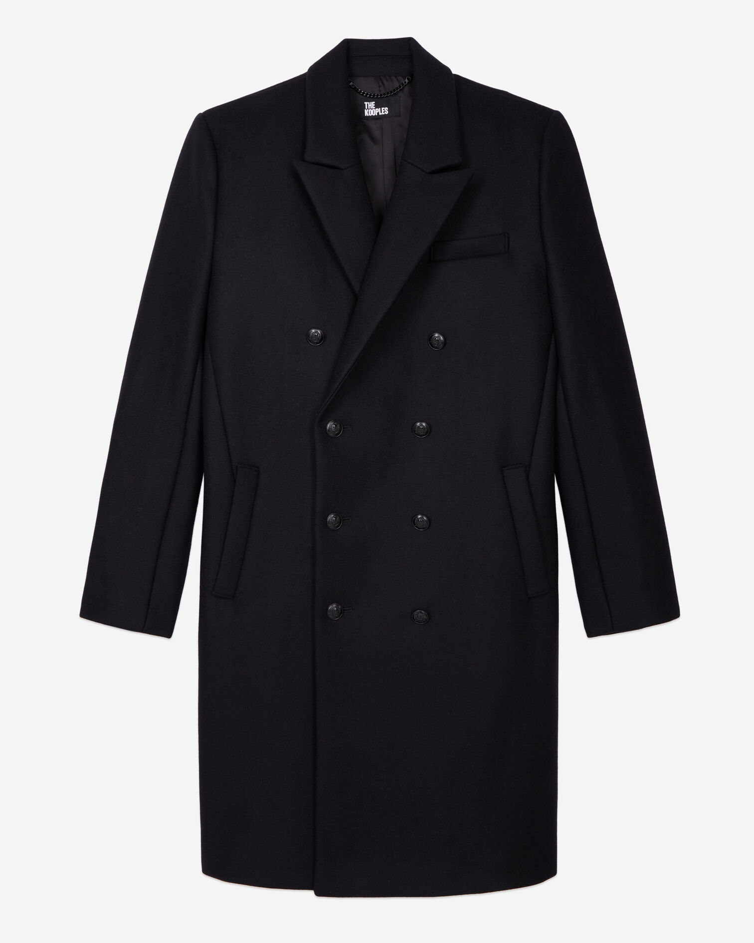 Manteau noir long en laine, BLACK, hi-res image number null