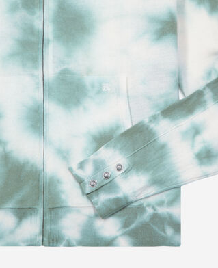 The Kooples MEN KAKI / WHITE merino wool tie and dye khaki cardigan