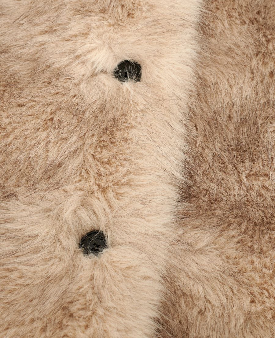 The Kooples WOMEN BEIGE MELANGE beige fur-effect coat