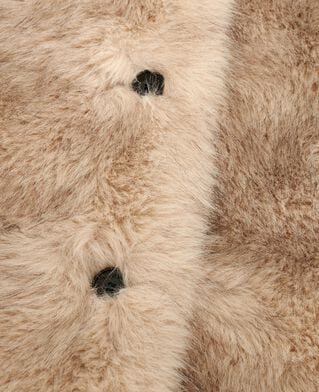 The Kooples WOMEN BEIGE MELANGE beige fur-effect coat