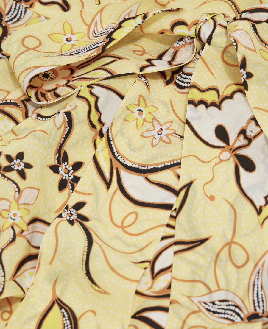 long wrap skirt with yellow flowers