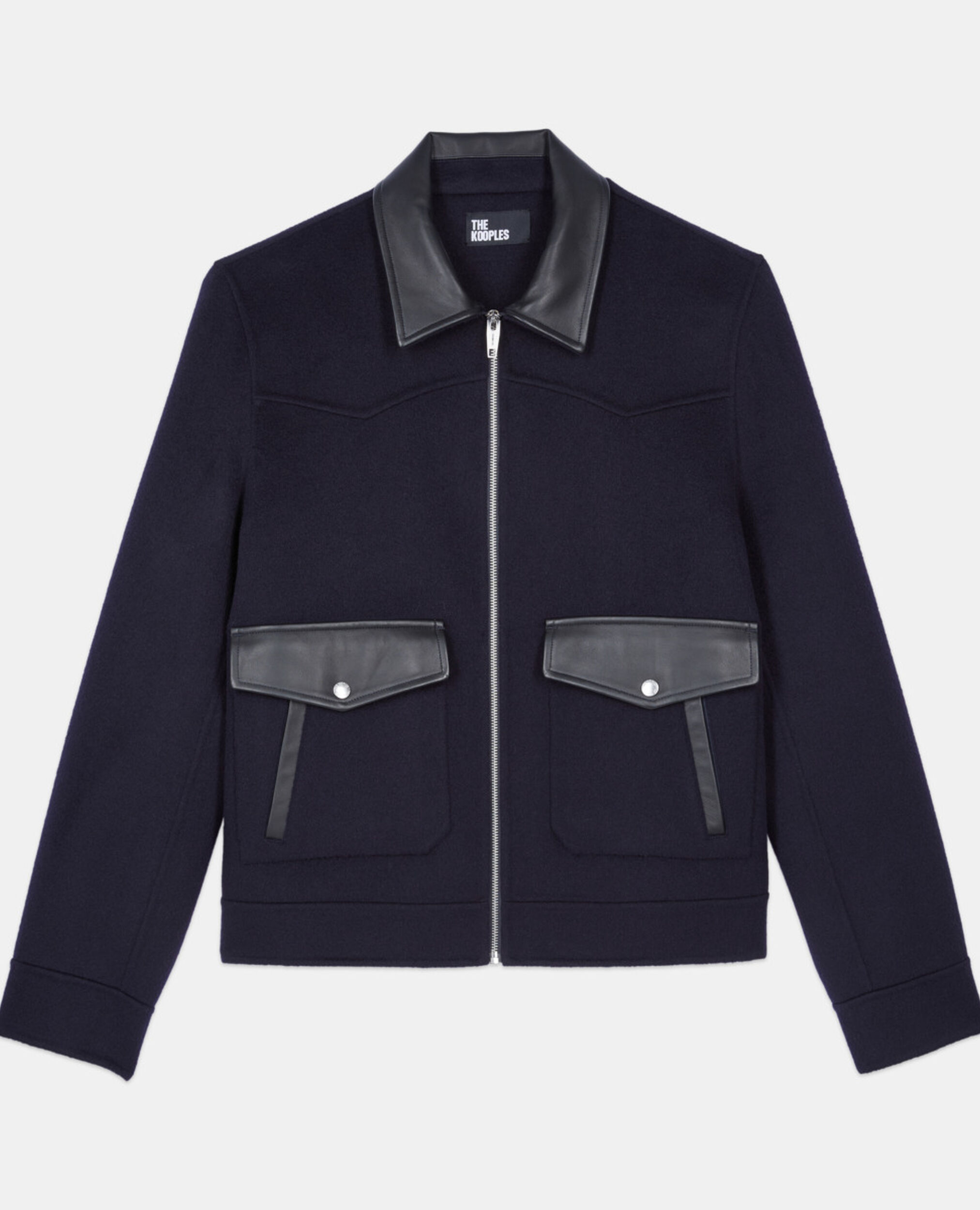 Navy blue double-faced wool jacket, NAVY, hi-res image number null