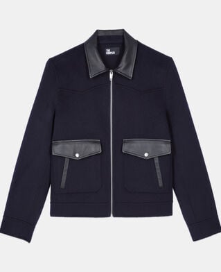The Kooples H NAVY navy blue double-faced wool jacket