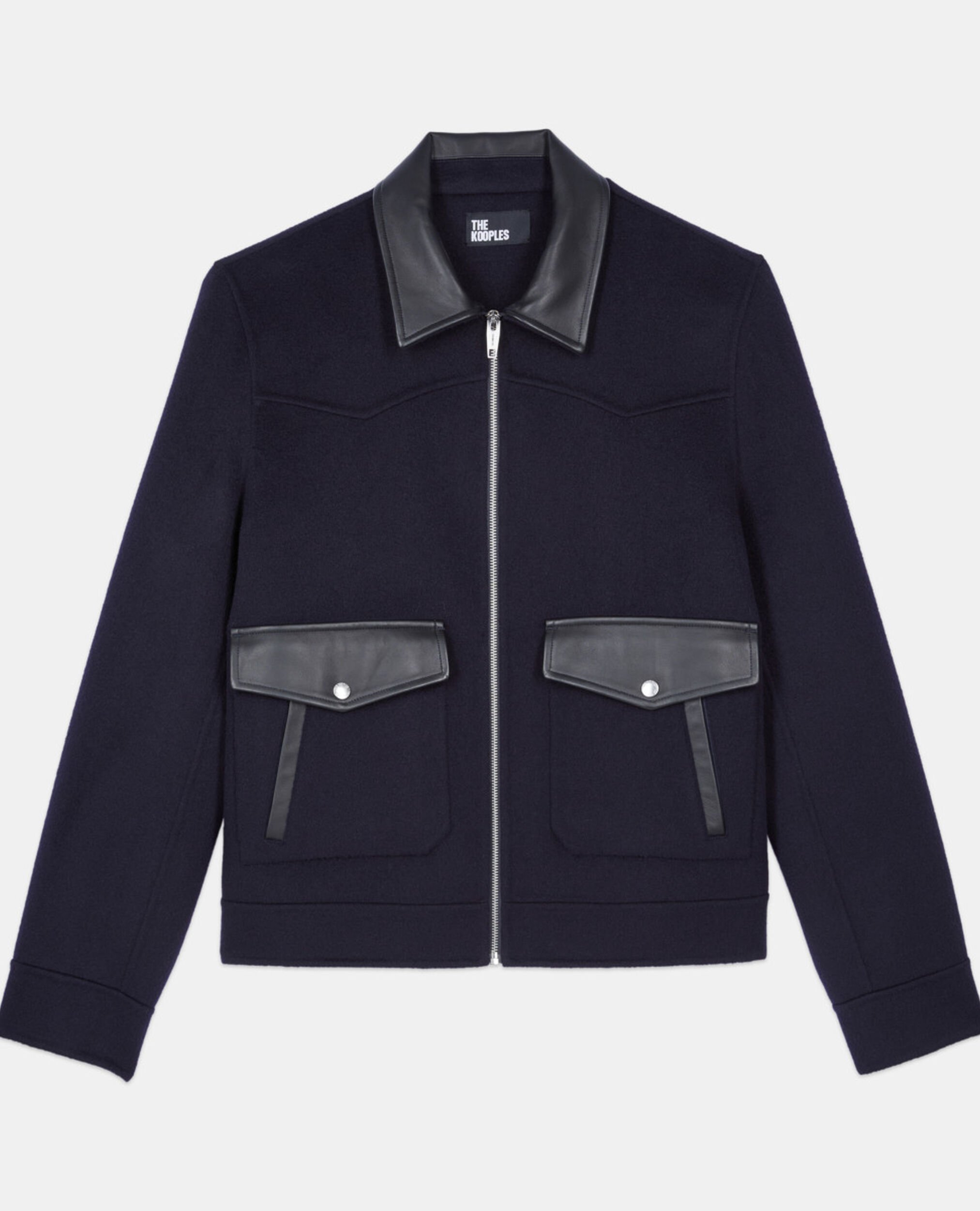 Navy blue double-faced wool jacket, NAVY, hi-res image number null