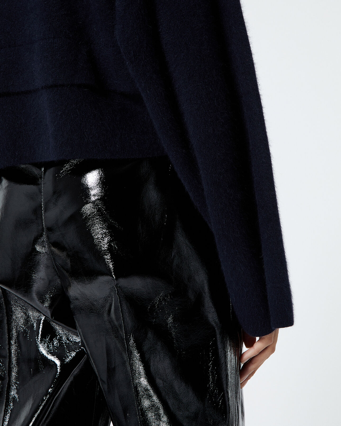 The Kooples FEMME NAVY pull laine cachemire bleu à col roulé