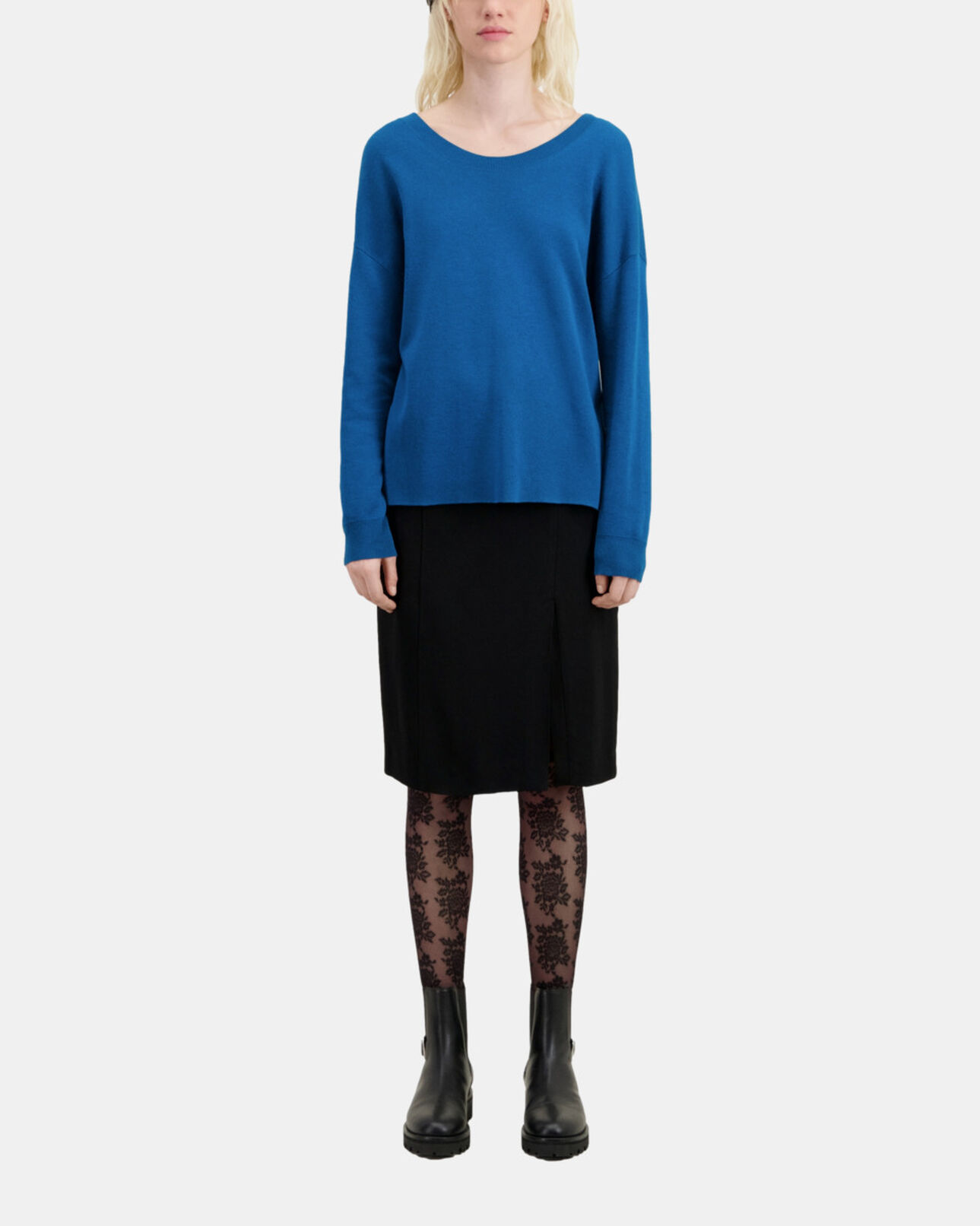 The Kooples WOMEN MEDIUM BLUE blue sweater with buttoning on the back
