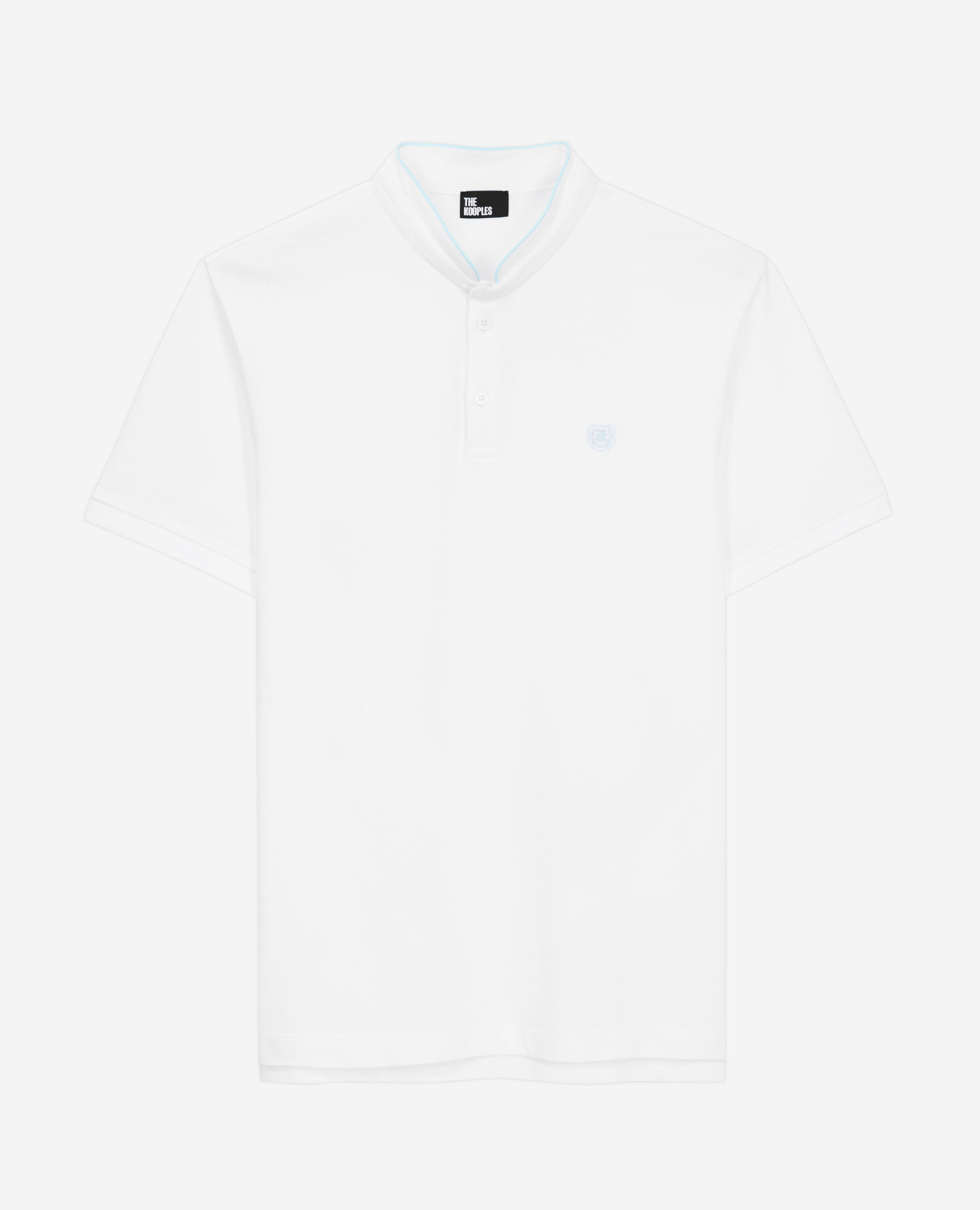 White cotton polo t-shirt, WHITE / DUCK BLUE, hi-res image number null