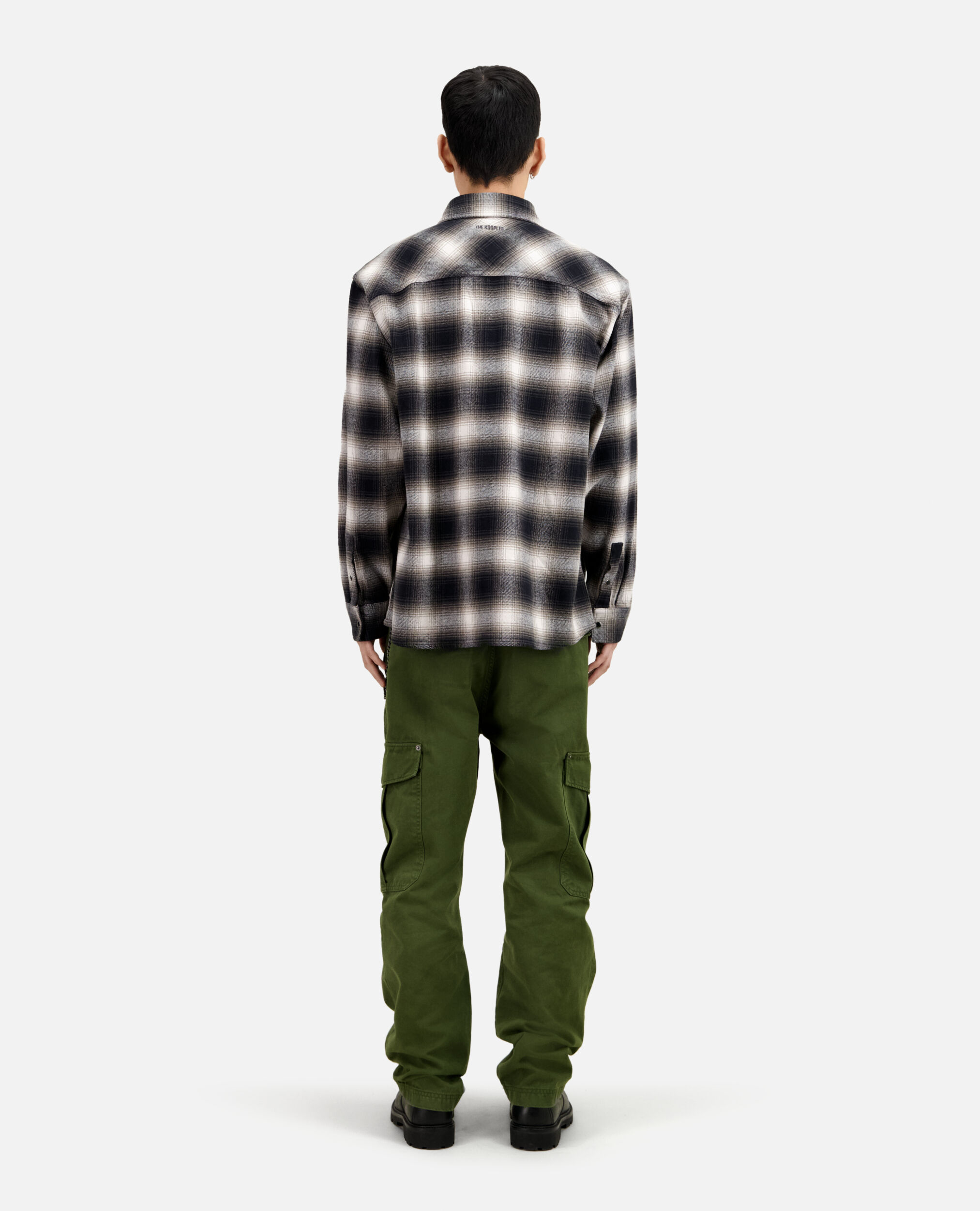 Black and white checkered overshirt, BLACK GREY, hi-res image number null