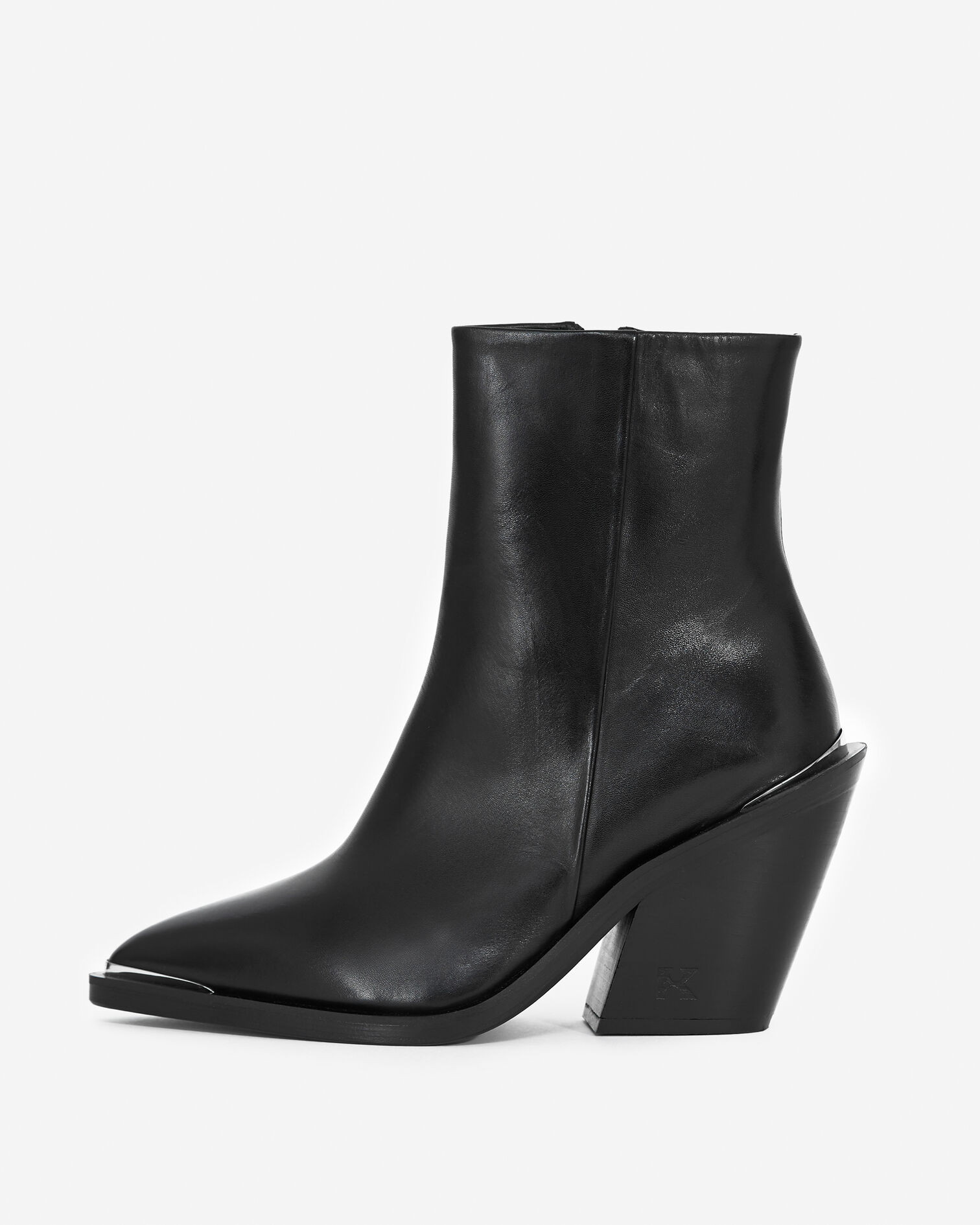 Cowboy-style heeled black ankle boots, BLACK, hi-res image number null