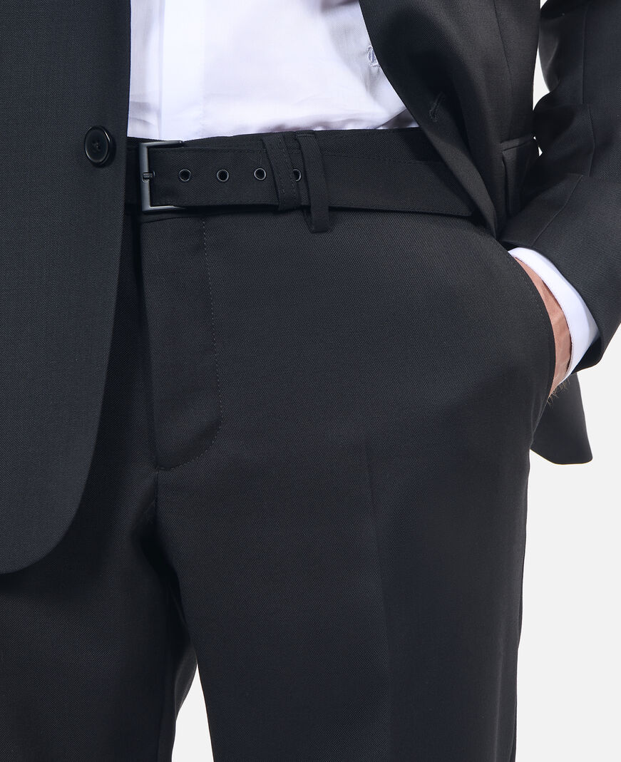 The Kooples MEN BLACK black wool fitted suit trousers