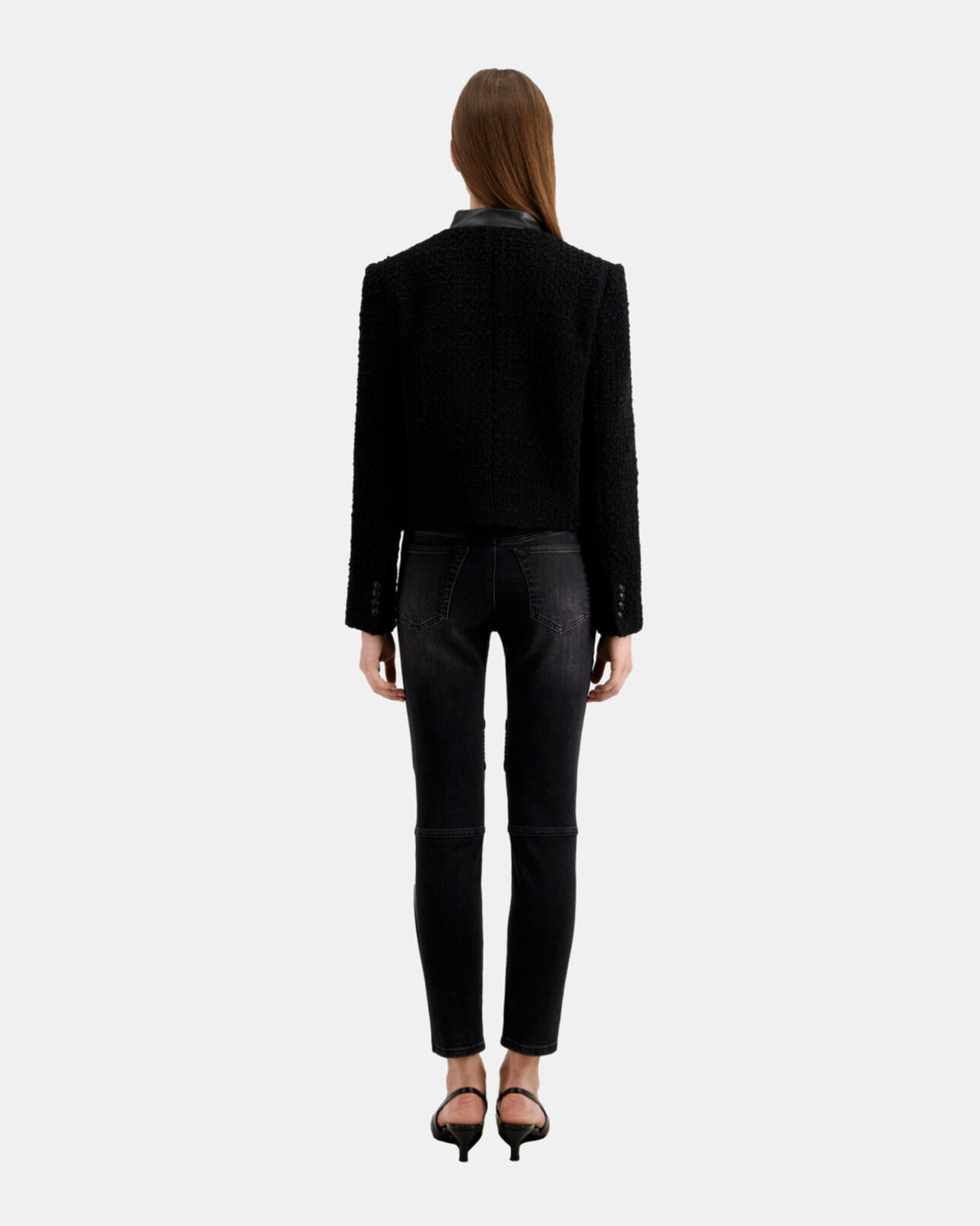 The Kooples WOMEN BLACK short black tweed jacket