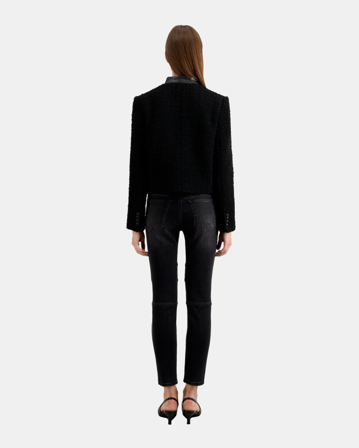 Short black tweed jacket, BLACK, hi-res image number null