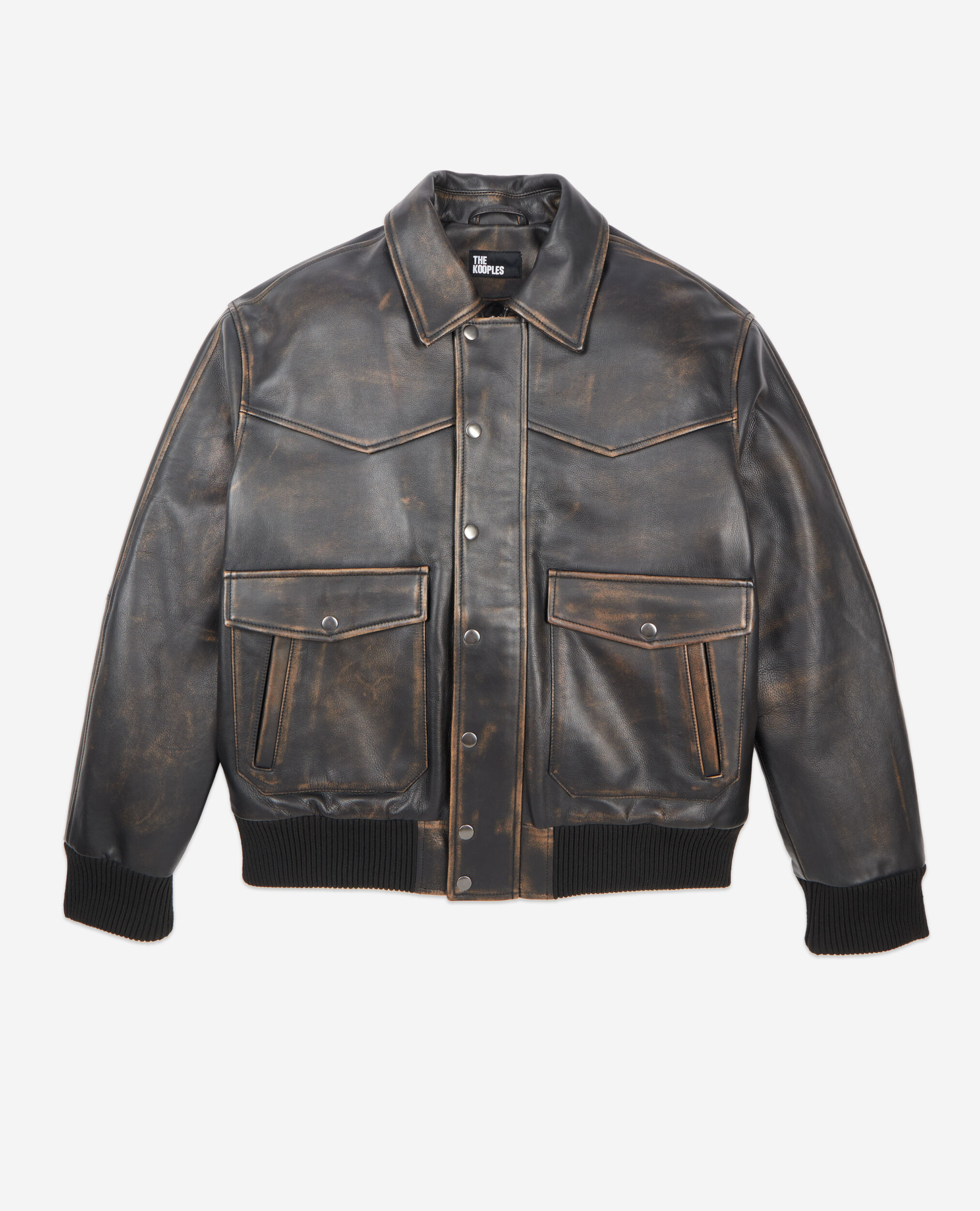 Brown leather jacket | The Kooples US
