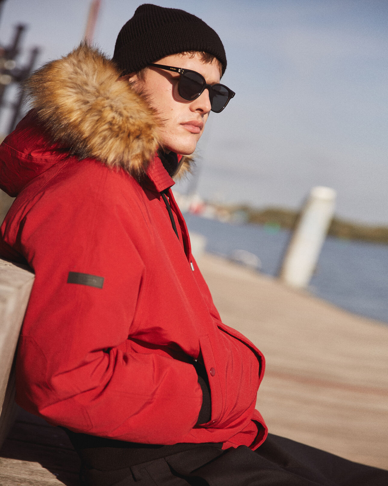 The Kooples HERREN RED kurze, rote daunenjacke