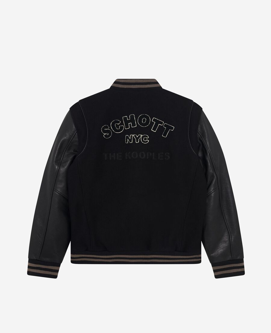 The Kooples MEN BLACK the kooples x schott nyc black leather varsity jacket