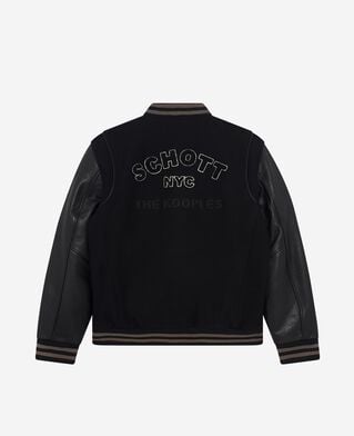 The Kooples MEN BLACK the kooples x schott nyc black leather varsity jacket