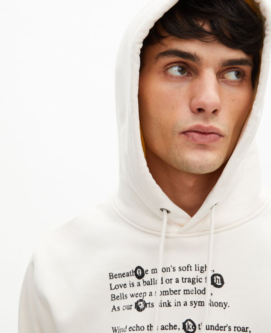 The Kooples H ECRU hooded sweatshirt with ecru screen print