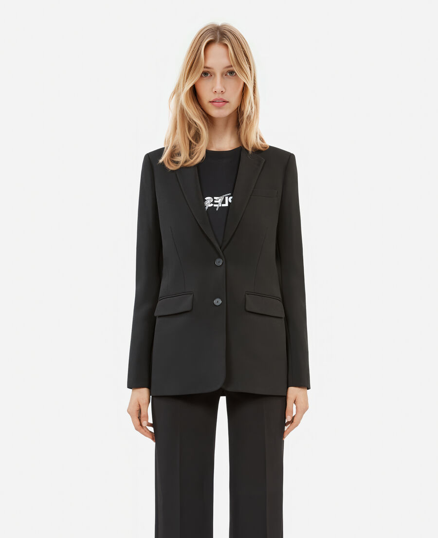 veste tailleur noire en crêpe