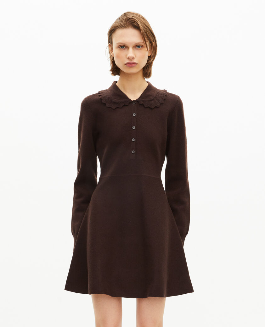 The Kooples DAMEN CHOCOLATE kurzes kleid aus braunem strick