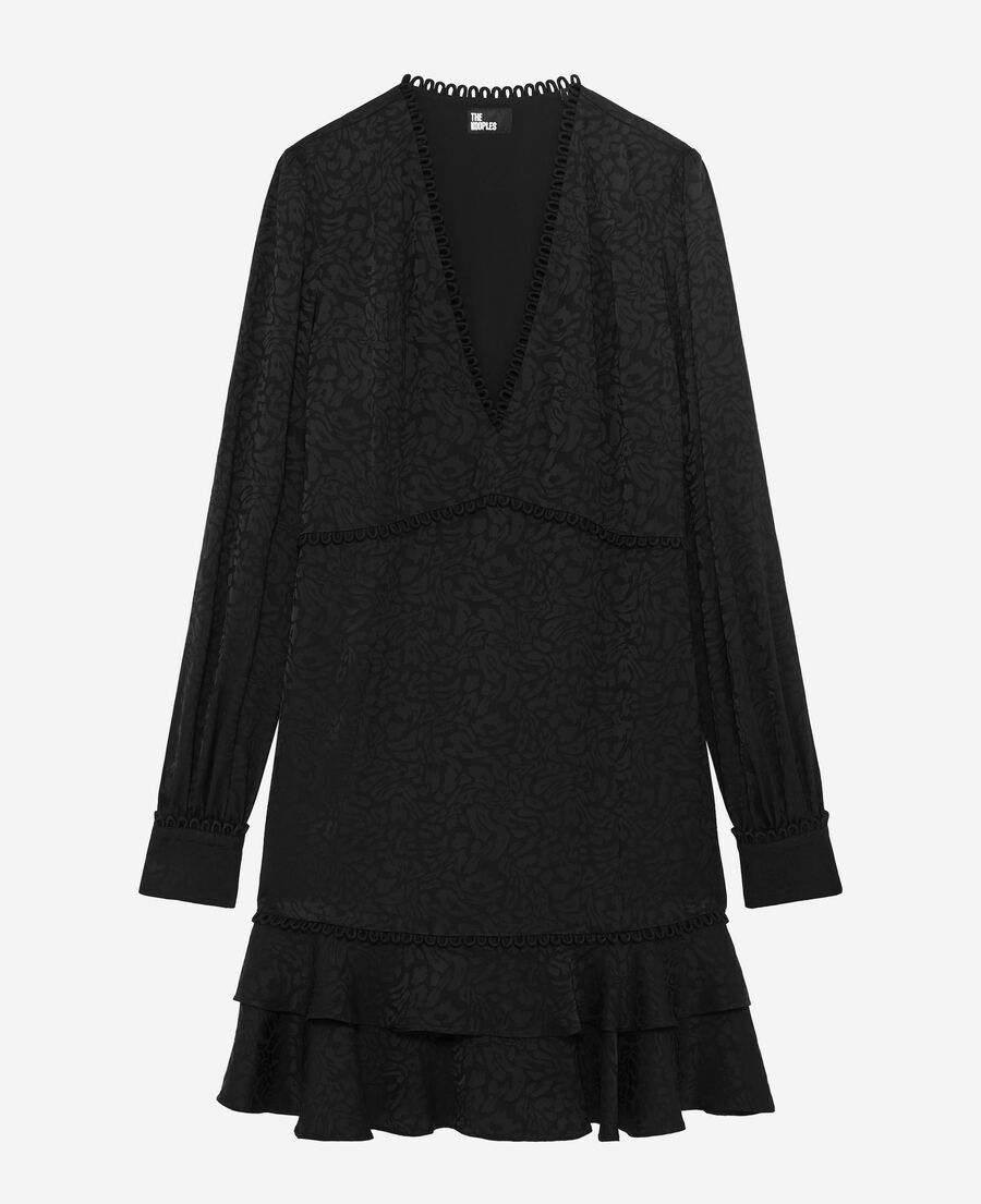 The Kooples FEMME BLACK robe courte en jacquard léopard noire
