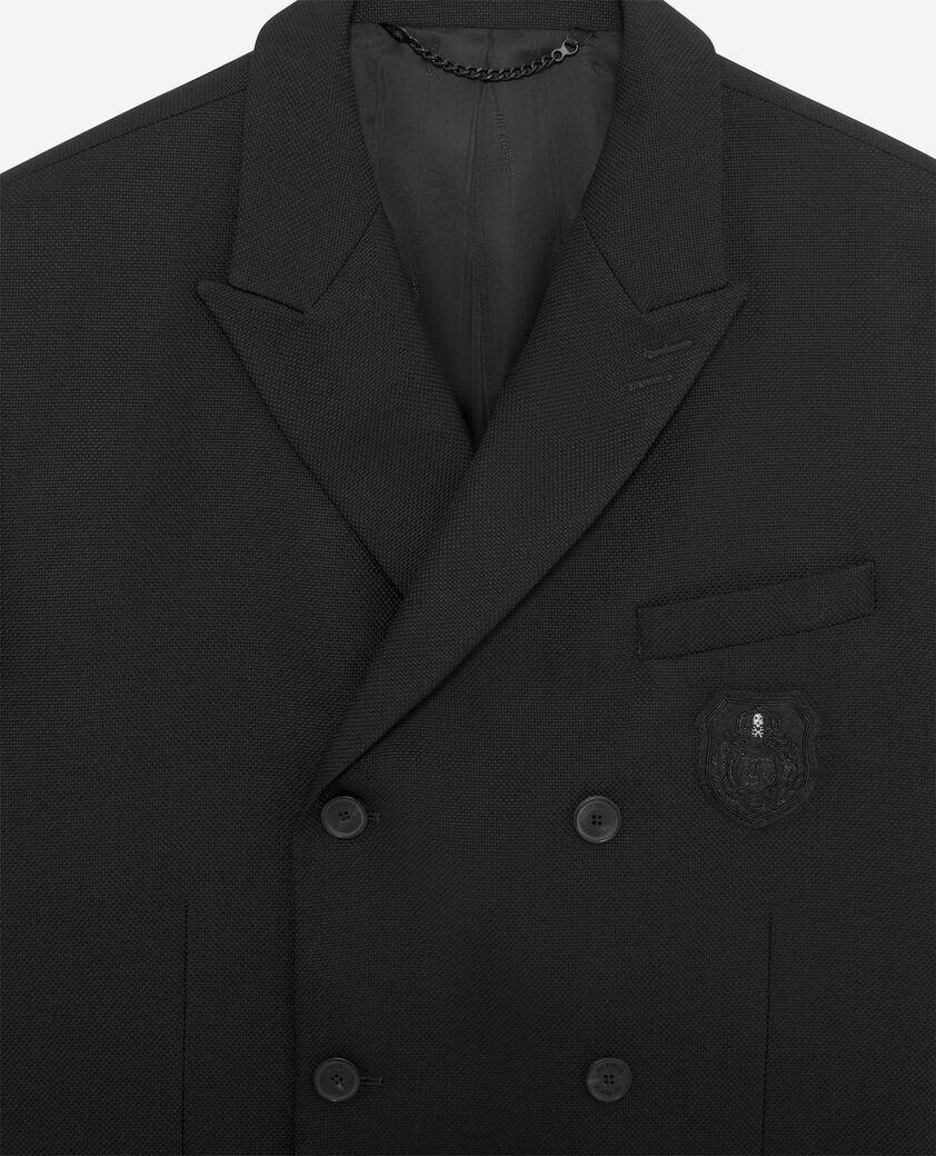 The Kooples MEN BLACK double-breasted straight jacket with black crest