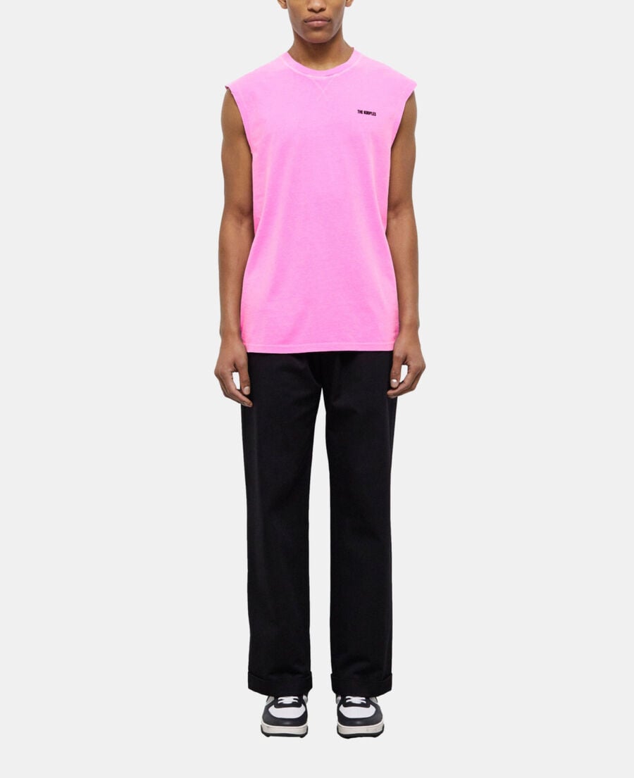 The Kooples HOMME FLUO PINK t-shirt homme rose fluo avec logo