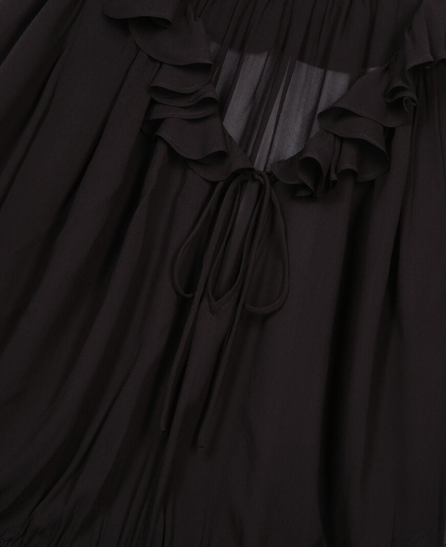The Kooples WOMEN BLACK STONE black blouse with ruffles