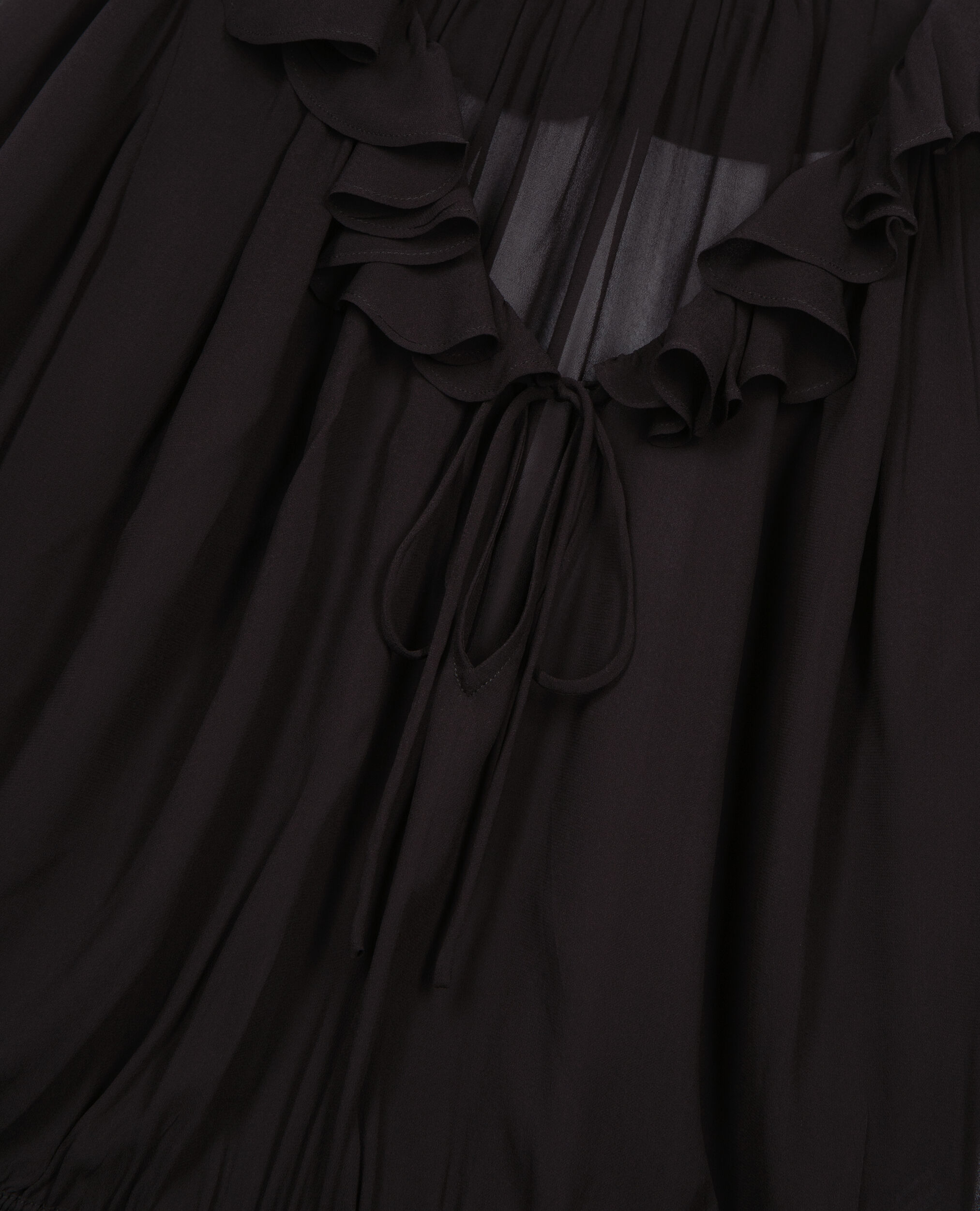 Black blouse with ruffles, BLACK STONE, hi-res image number null