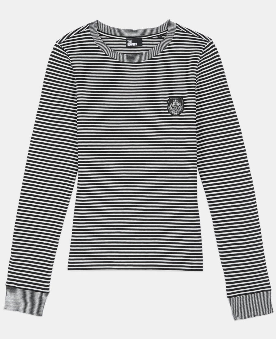 The Kooples DAMEN BLACK / WHITE langärmeliges, gestreiftes t-shirt