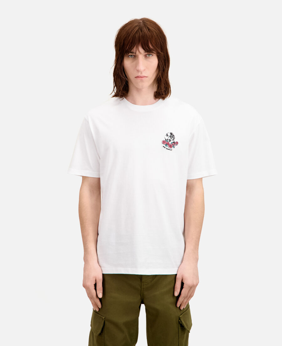t-shirt homme blanc avec broderie vintage skull