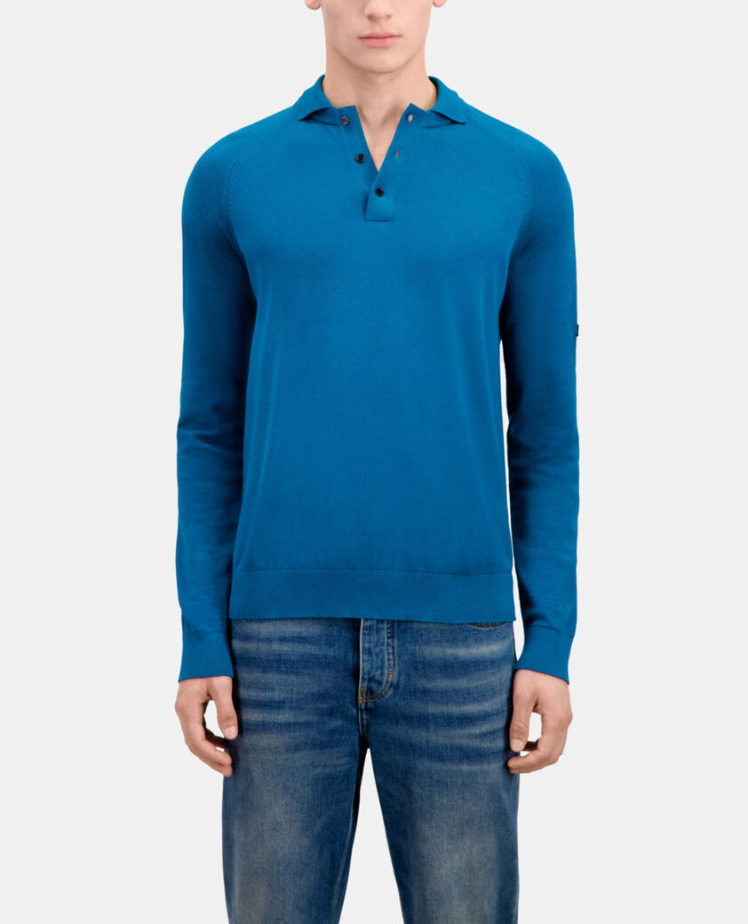 The Kooples HERREN MEDIUM BLUE blaues poloshirt aus strick