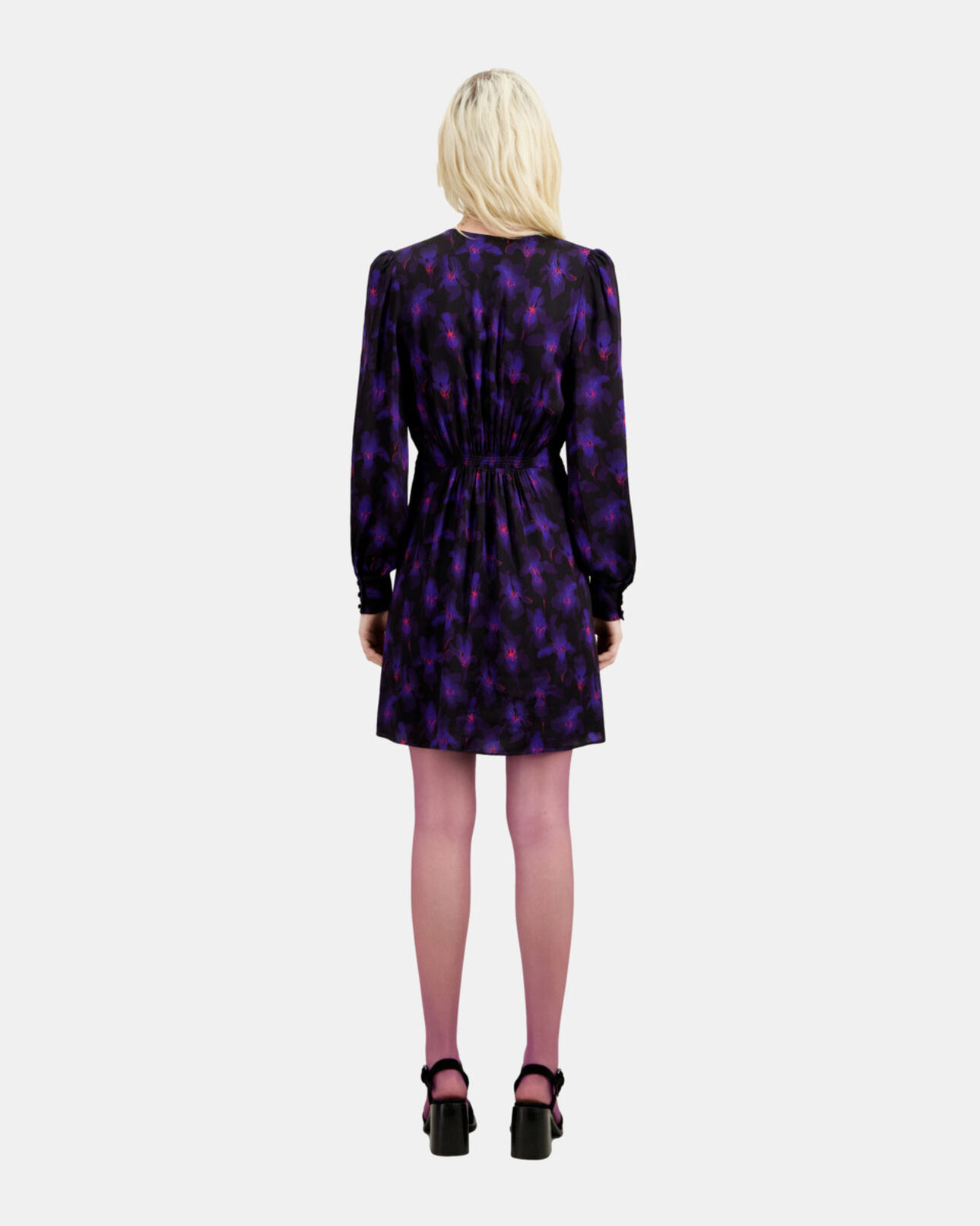The Kooples MUJER BLACK /LIGHT PINK / BLUE vestido corto estampado drapeado