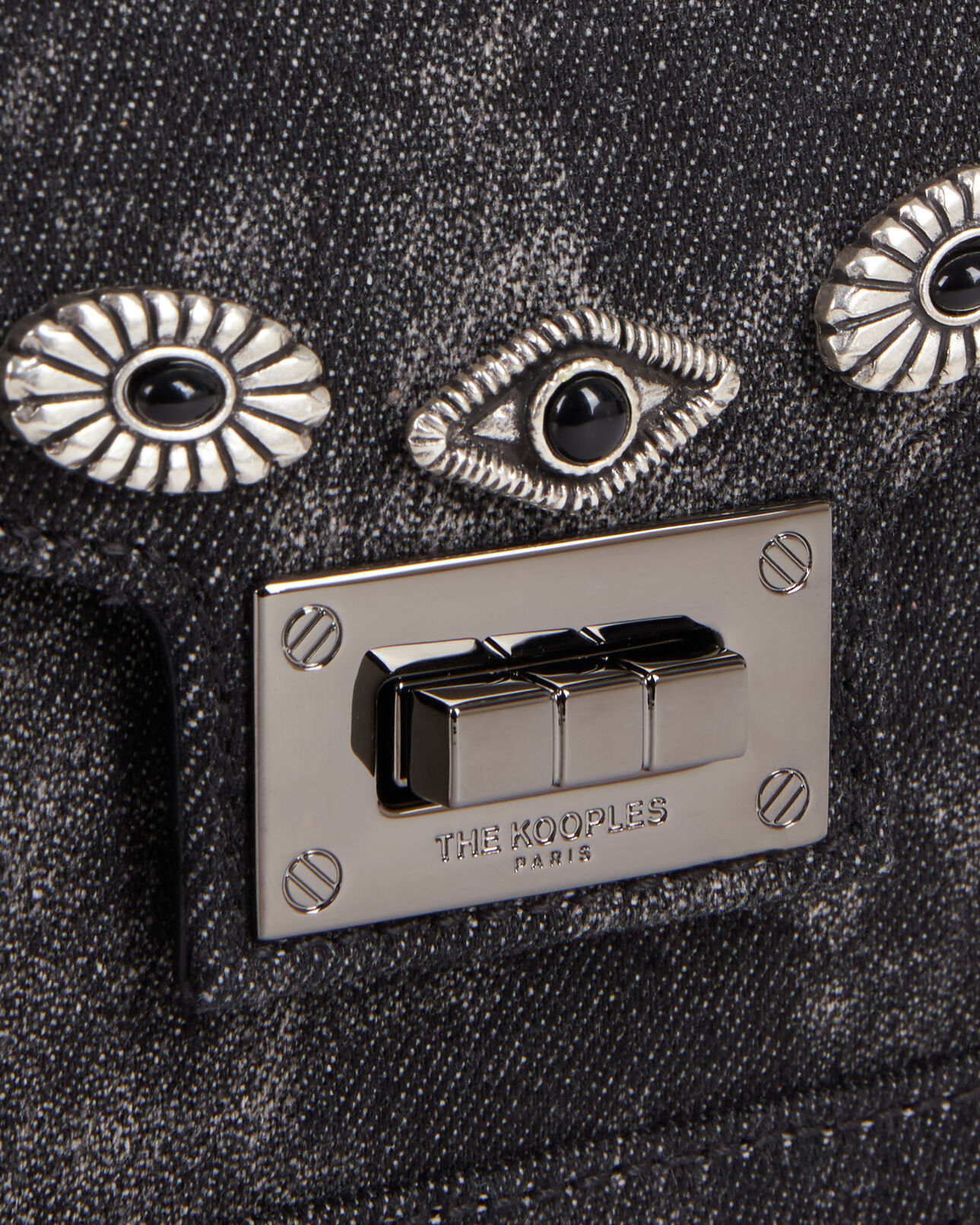 The Kooples WOMEN BLACK WASHED emily new nano black denim bag with rivets