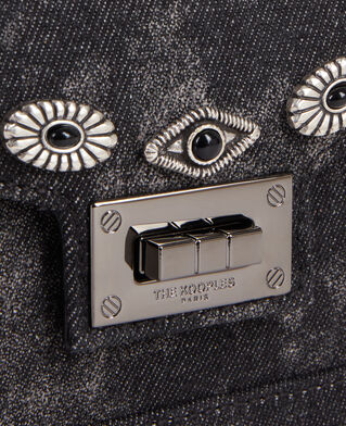 The Kooples WOMEN BLACK WASHED emily new nano black denim bag with rivets