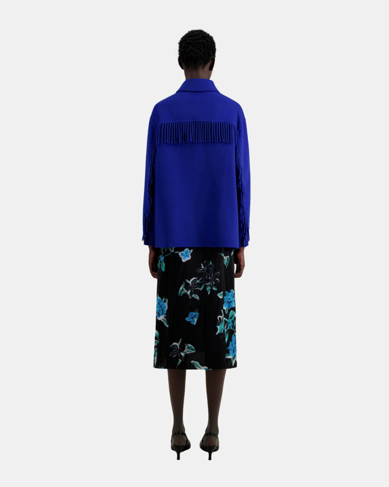 The Kooples FEMME MEDIUM BLUE blouson type surchemise bleu en laine mélangée