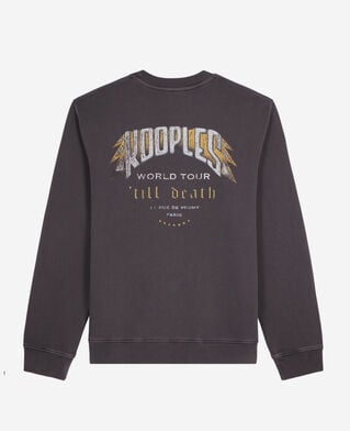 The Kooples MEN CARBONE carbon grey sweatshirt with skull butterfly serigraphy