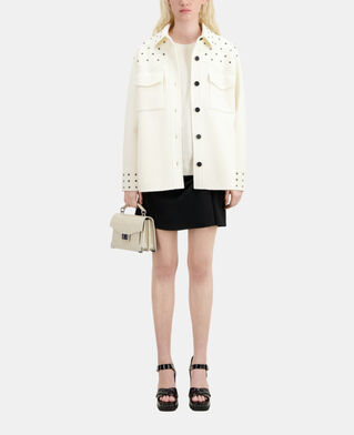 The Kooples WOMEN ECRU ecru wool-blend overshirt-style jacket with studs