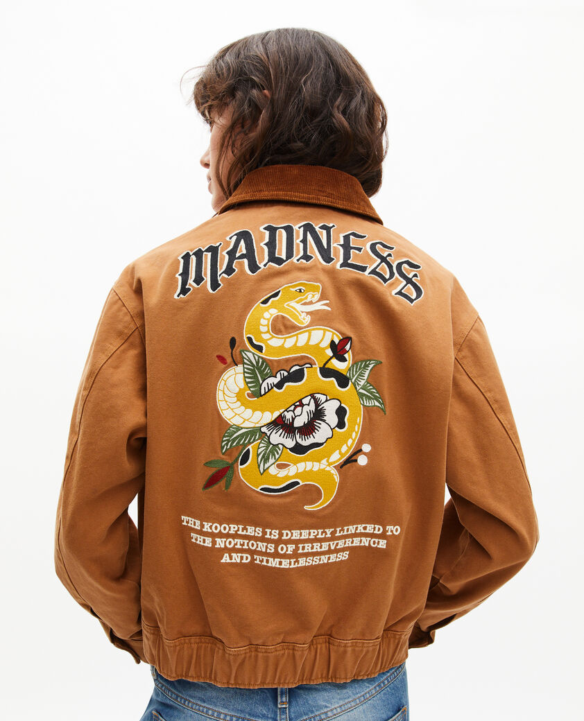 The Kooples FEMME CAMEL blouson brod&eacute; dos en coton camel