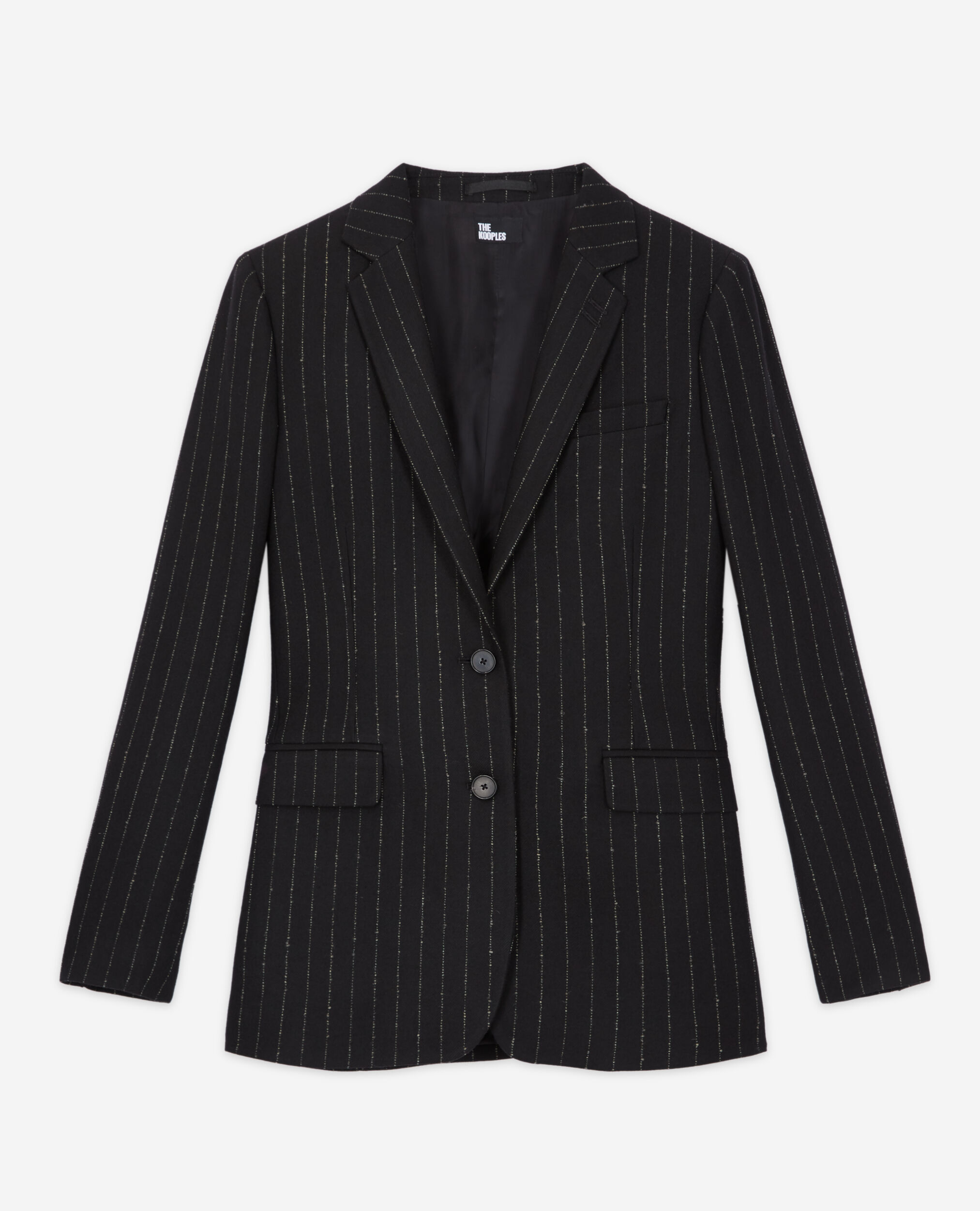 Veste de costume en laine rayée, BLACK WHITE, hi-res image number null