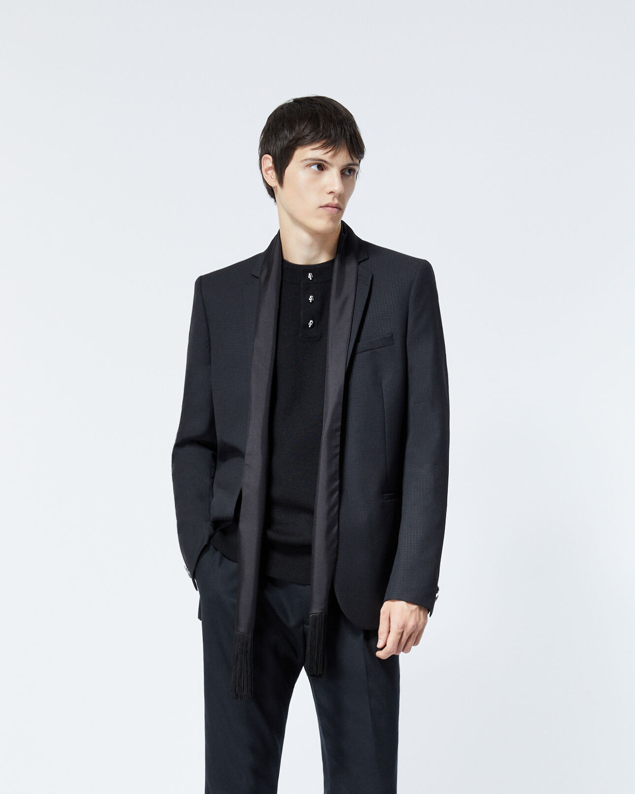 The Kooples MEN BLACK black wool jacket with jewel buttons
