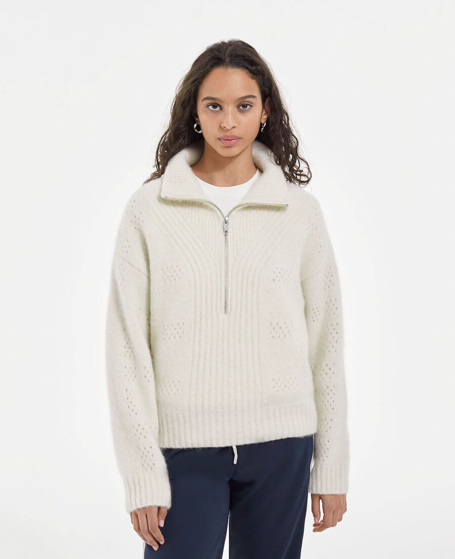 ecru alpaca wool roll-neck sweater