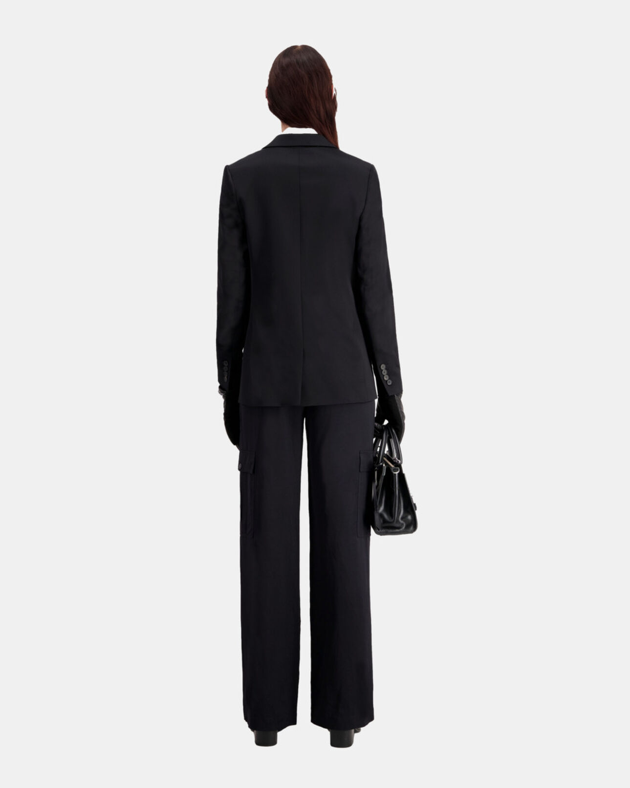 The Kooples DAMEN BLACK schwarze anzugjacke aus satin