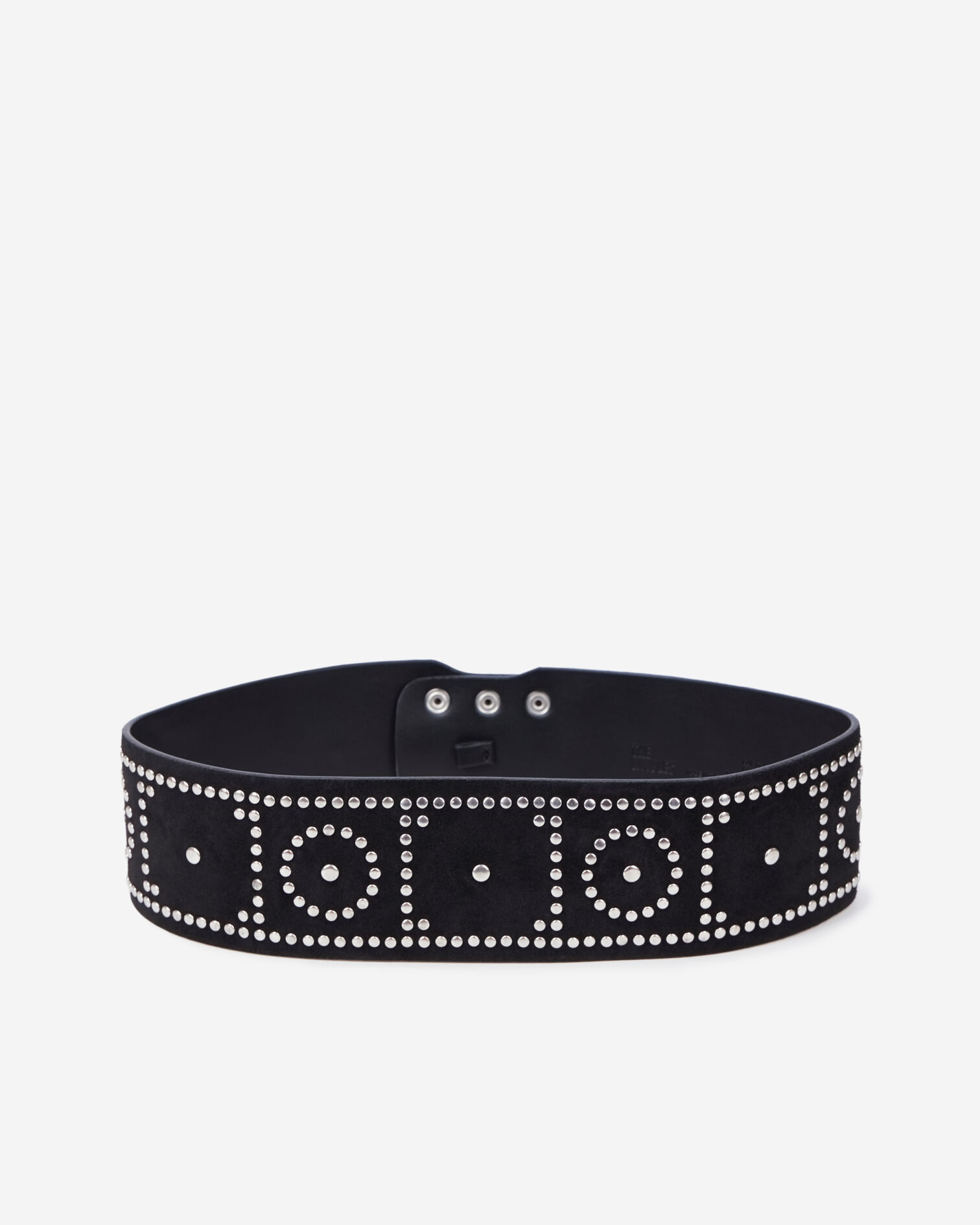 Ceinture large en cuir noir avec clous , BLACK, hi-res image number null