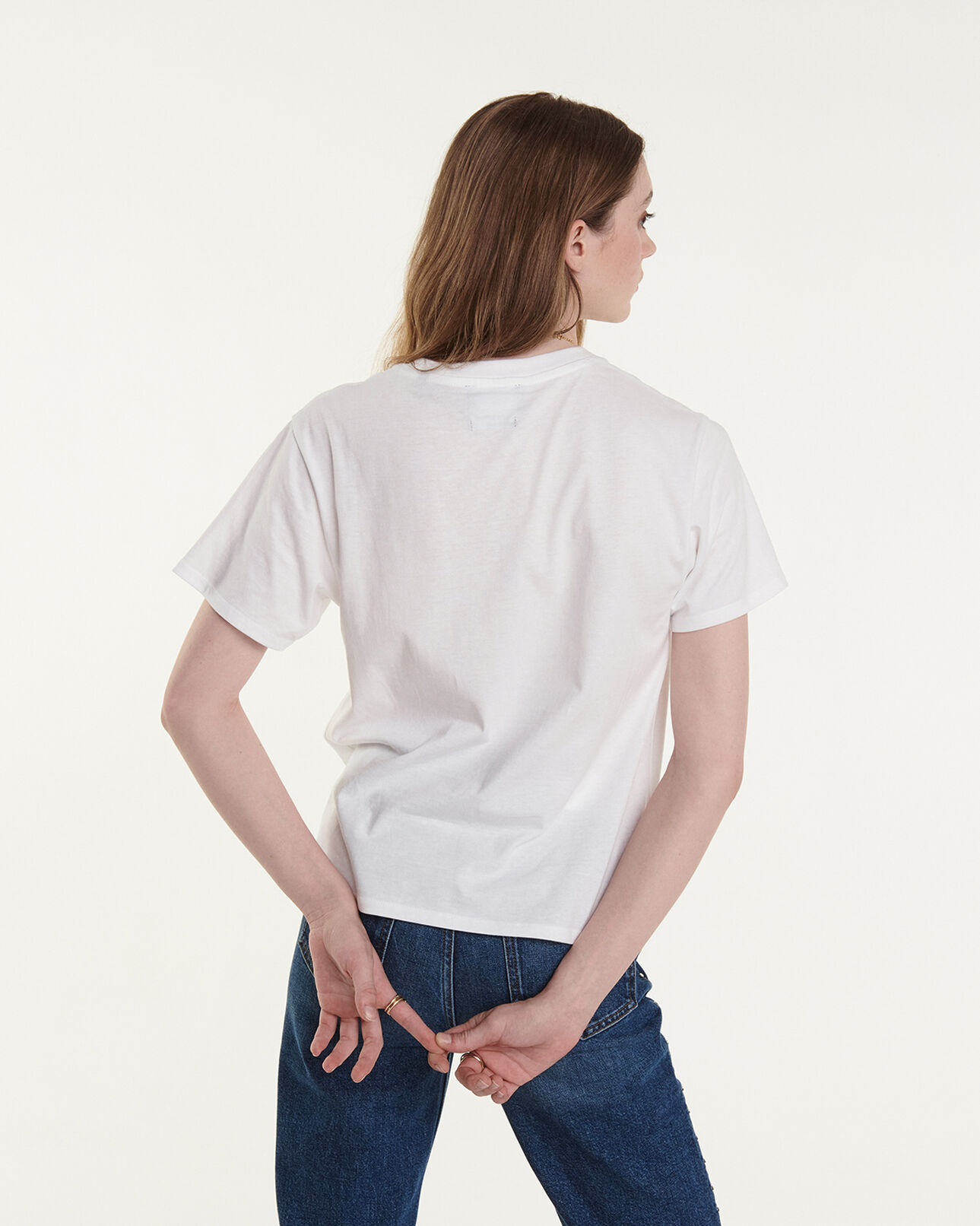 The Kooples WOMEN WHITE white cotton t-shirt with planet logo