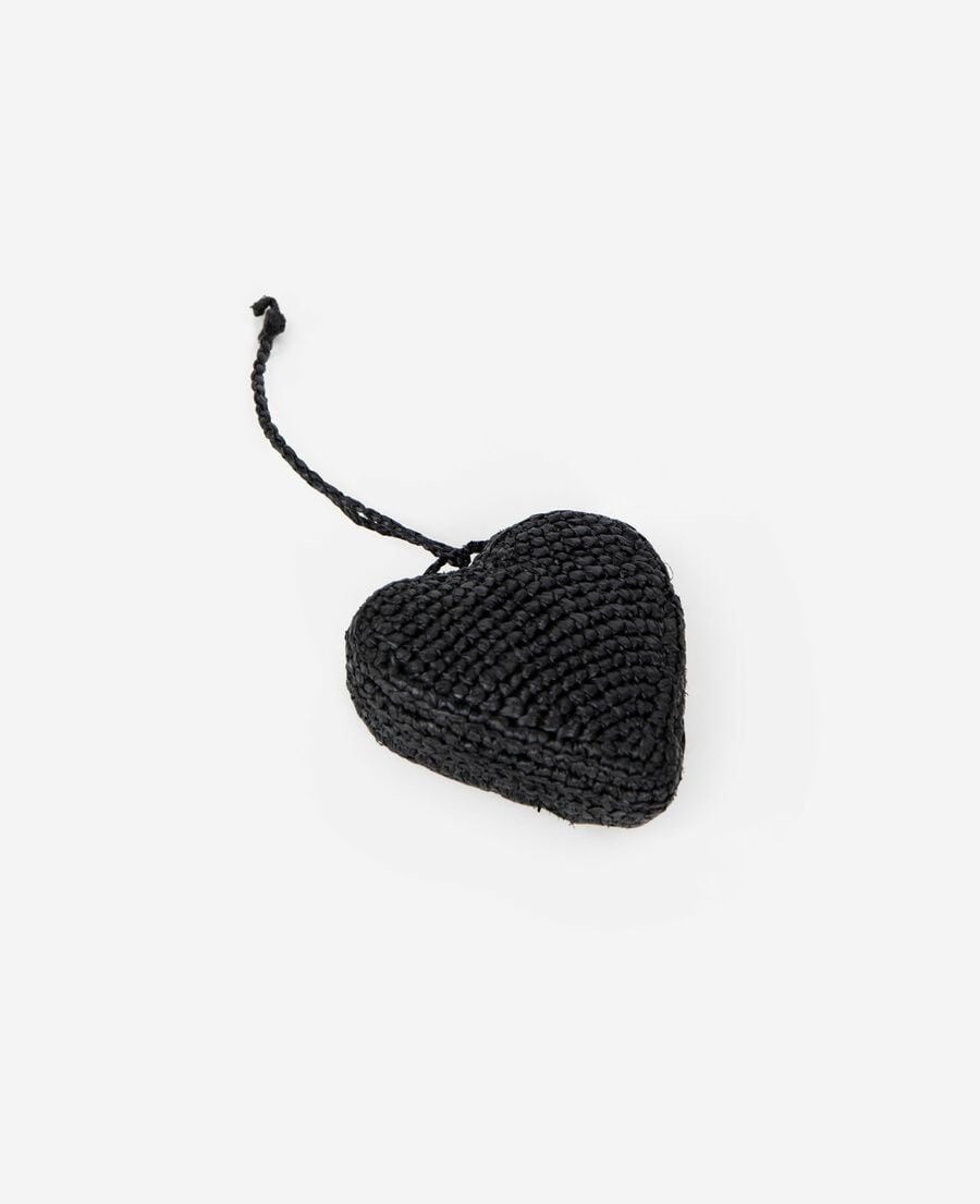 The Kooples F BLACK black raffia heart bag jewel