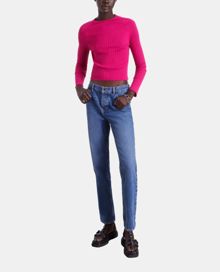 The Kooples WOMEN RASPBERRY fuchsia ribbed sweater