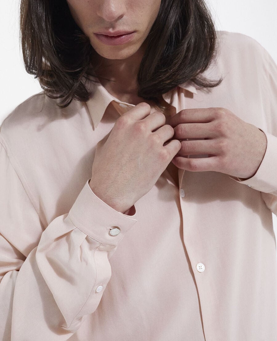 The Kooples MEN PINK flowing light pink shirt with cuban collar
