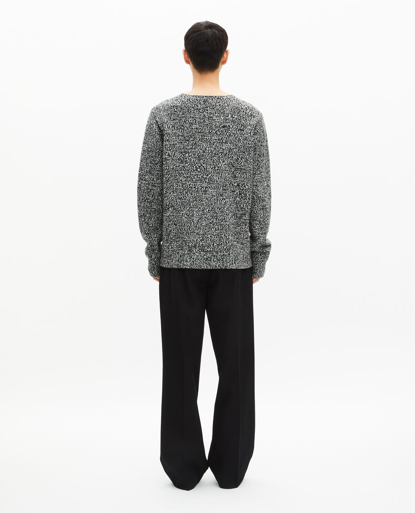 The Kooples HERREN BLACK WHITE schwarz-wei&szlig;er pullover aus moulin&eacute;-wolle